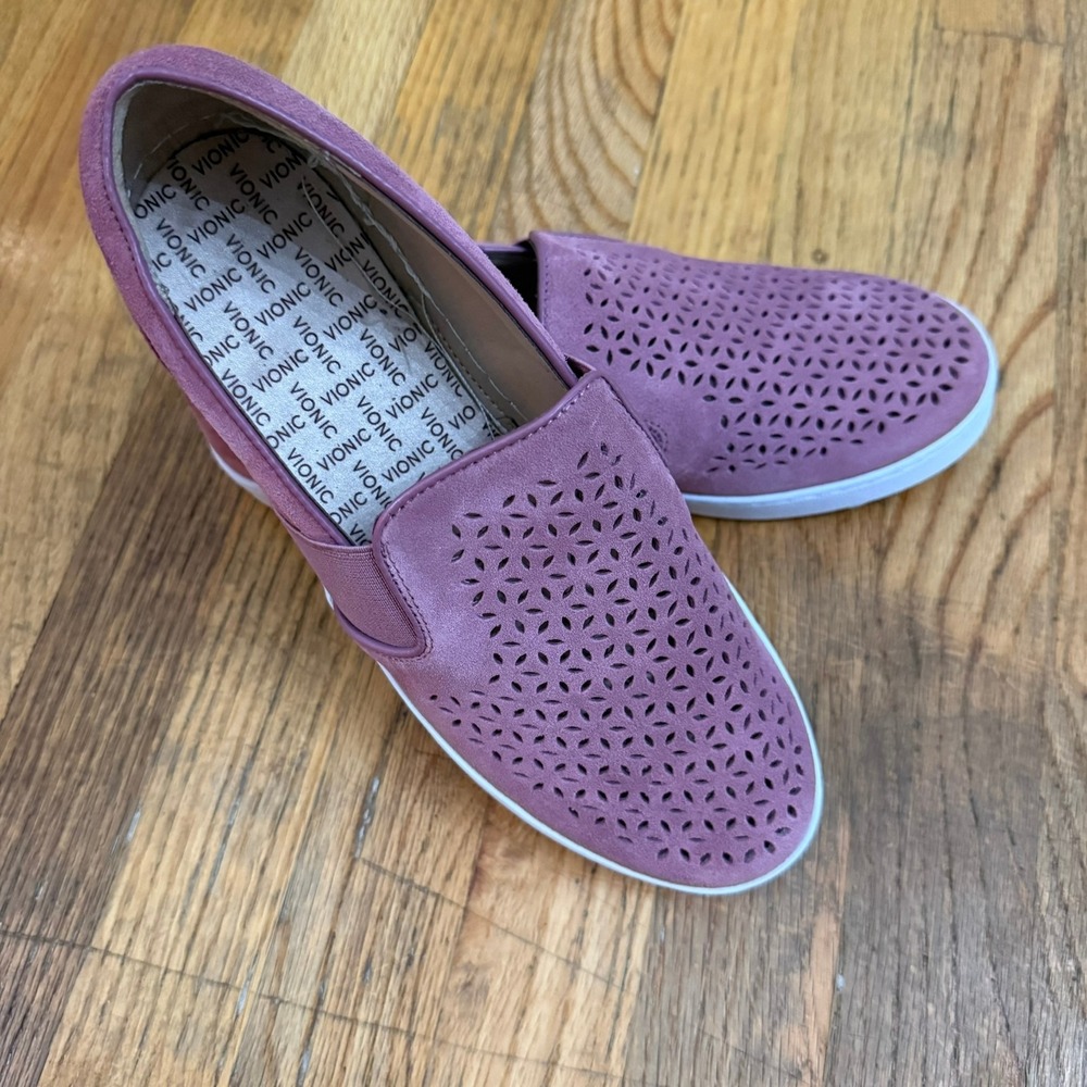 Vionic Splendid Kani Women's 9.5 M French Rose Purple Suede Slip on Sneakers